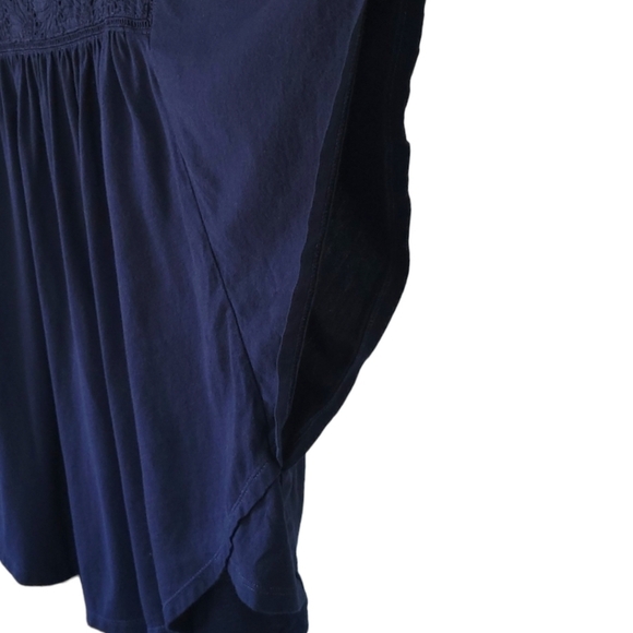 GAP Cotton Eyelet Square Neck Flutter Sleeve Top Blouse Large Navy - Picture 10 of 11